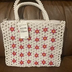 Nordstrom white beaded tote